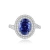 High Carbon Diamond Ice Flower Cut Color Zircon 925 Sterling Silver Ring