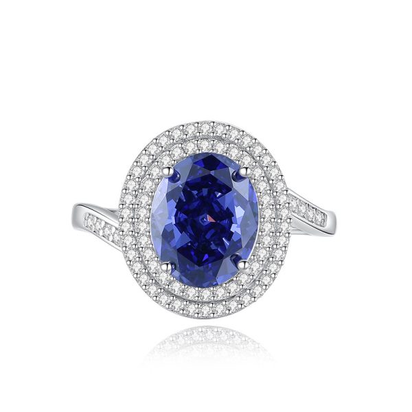 High Carbon Diamond Ice Flower Cut Color Zircon 925 Sterling Silver Ring