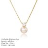 St Delan Simple Pearl Zircon Necklace Women's Stainless Steel