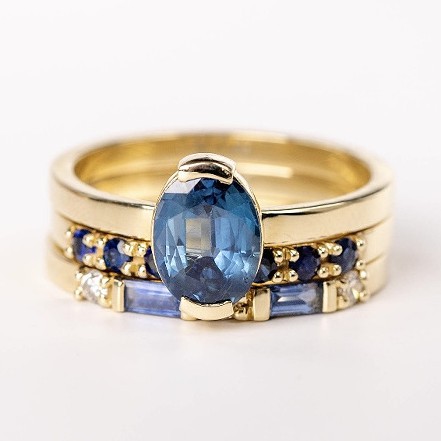 Inlaid Topaz Women's Ring Three-piece Ring Set