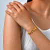 Stainless Steel Embossed Rectangular Bracelet Necklace Gold
