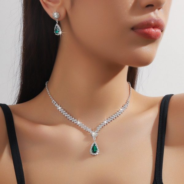 Exquisite Claw Chain Necklace And Earrings Suite Two-piece Set Water Drops