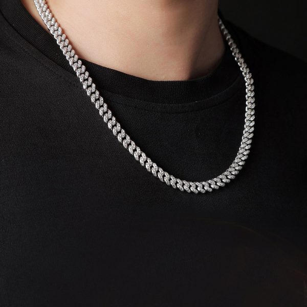 Moissanite Cuban Chain Silver Gold-plated Necklace