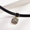 Alloy Black & Rhimestone Square Short Necklace