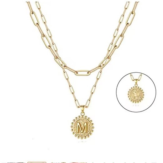 O1CN017dTph11fIiynBU4g2_3857833984-0-cib.jpg Letter Accessories Double-layer Round Zinc Alloy Necklace