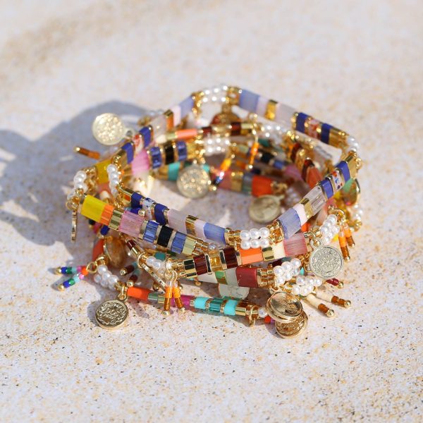 Women's European And American Glass Colored Beaded Bracelet