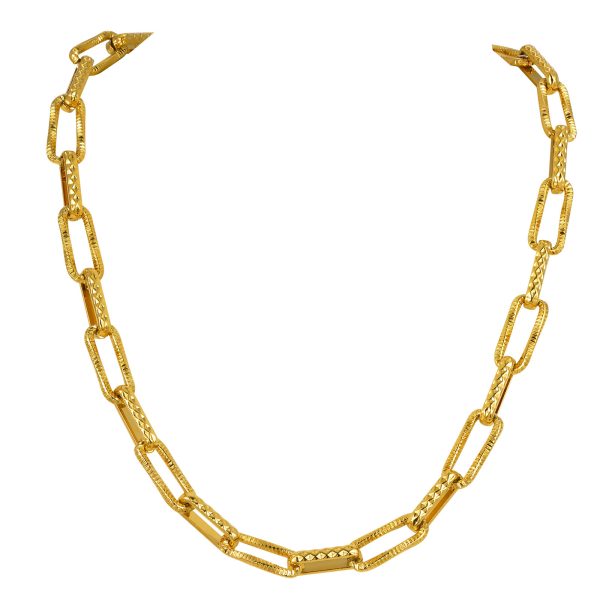 Stainless Steel Embossed Rectangular Bracelet Necklace Gold
