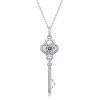 S925 Silver Key Necklace With Moissanite Women's