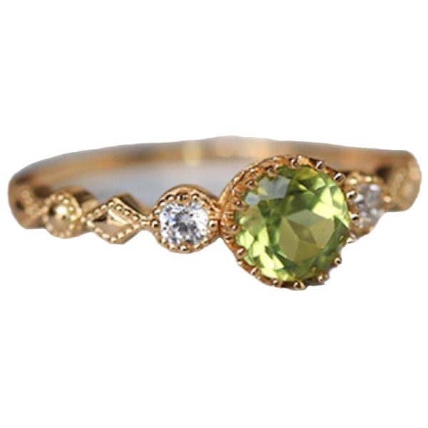 Japanese Style Imitation Peridot Ring Women's Retro Artistic
