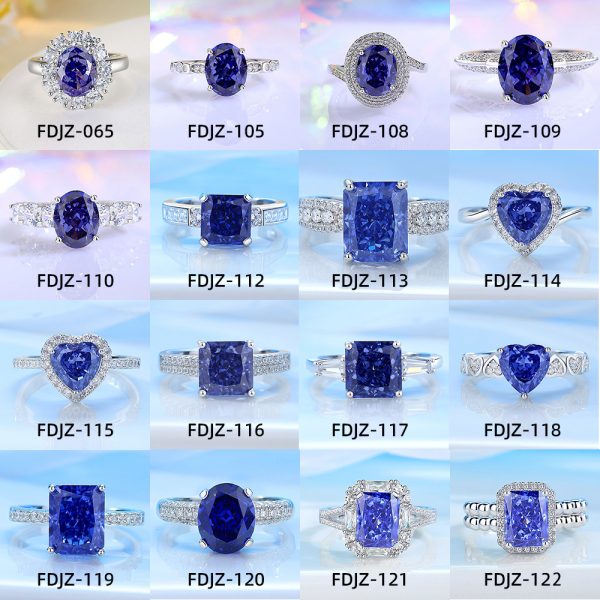 High Carbon Diamond Ice Flower Cut Color Zircon 925 Sterling Silver Ring