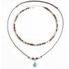 Coconut Shell Turquoise Leather Wax Line Necklace
