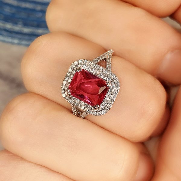 Copper Rhinestone Square Princess Ring