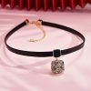 Alloy Black & Rhimestone Square Short Necklace