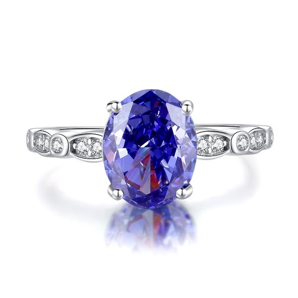 High Carbon Diamond Ice Flower Cut Color Zircon 925 Sterling Silver Ring