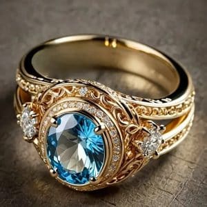 Electroplated Gold High Sense Ring Design Fashion Sapphire