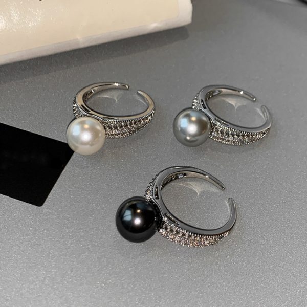 Black Pearl Open Index Finger Ring Female Affordable Luxury Fashion