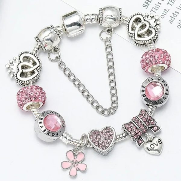 Heart Lock Key Letter Pendant Women's Bracelet