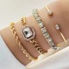 Artistic Retro Versatile Metal Chain Square Diamond 4-piece Set