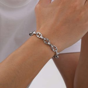 Stainless Steel Handmade Chain Thick Bracelet Hip Hop