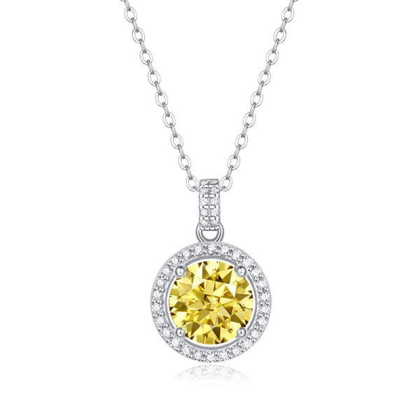 O1CN01CY2yqJ1J6tA16cV0R_2215823730980-0-cib.jpg S925 Silver Luxury Round Cake Pendant Yellow Simulation Moissanite Necklace