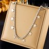 Fashion Minority Design Multi-layer Twin Butterfly XINGX Pendant Eyes Diamond-studded Necklace
