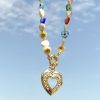 Natural Freshwater Pearl Heart Necklace Women's Bohemian Style