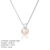 St Delan Simple Pearl Zircon Necklace Women's Stainless Steel
