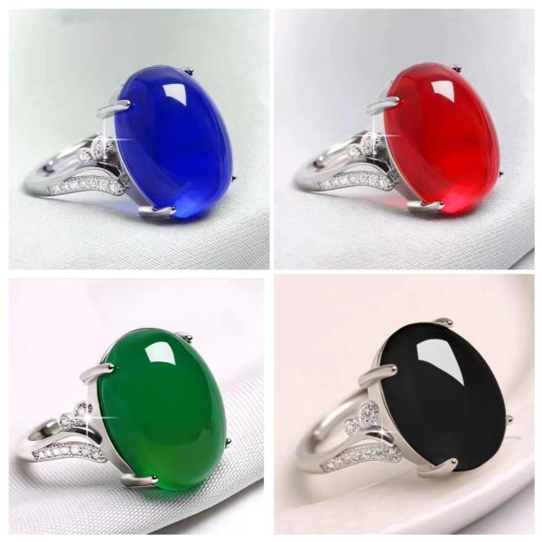 Natural Sapphire Ring Women's Adjustable Ethnic Style
