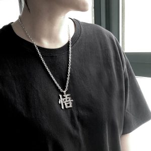 Trendy Alloy Letter Chinese Character Pendant Necklace