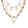 Stainless Steel Freshwater Pearl Tiger Eye Stone Pendant Bead Necklace
