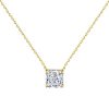 925 Silver Luxury Enclosure 4 Karat Ledean Square White Diamond Clavicle Necklace