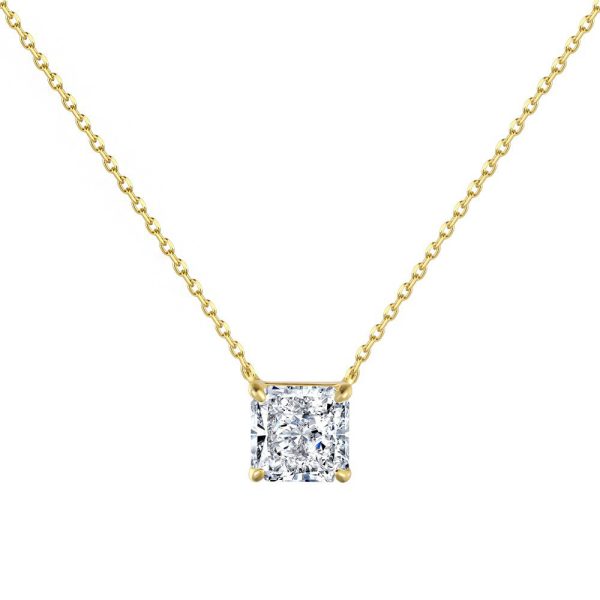 925 Silver Luxury Enclosure 4 Karat Ledean Square White Diamond Clavicle Necklace