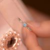 S925 Sterling Silver Japanese And Korean Blue Zircon Snowflake Ring