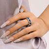 Lein Blue New Style Zircon Ring European And American Elegant