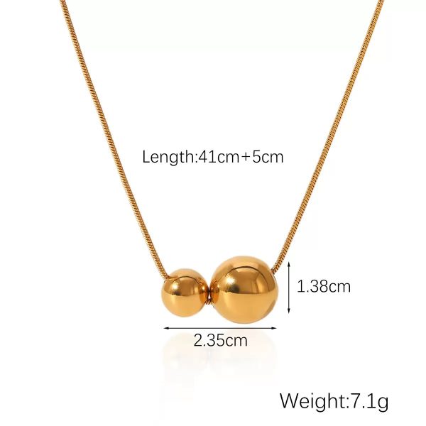 Minimalist Metal Beads Retro Titanium Steel Necklace For Women