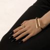 Metal Geometry Square Opening Adjustable Women's Bracelet Ring Jewelry Suit
