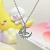 Moon Diamond Butterfly Necklace Light Luxury