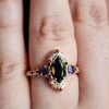 Rose Gold Inlaid Black Horse Eye Ring Mid-ancient Colored