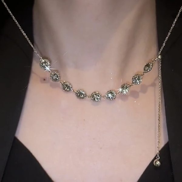 High-grade Light Luxury Crystal Diamond Pull Clavicle Chain Neck Chain