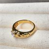 Gold SUNFLOWER Diamond-studded Ring Women
