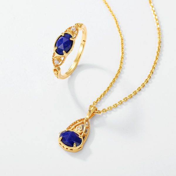 Japanese Style New Affordable Luxury Fashion Forest Night Sky Natural Lapis Lazuli Ring