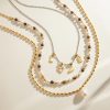 Stainless Steel Freshwater Pearl Tiger Eye Stone Pendant Bead Necklace