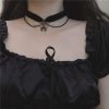 Gothic Style Crescent Choker Necklace Dark Black Collar