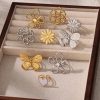 Stainless Steel Exquisite Hollow Flower Series Ring Personality