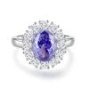 High Carbon Diamond Ice Flower Cut Color Zircon 925 Sterling Silver Ring