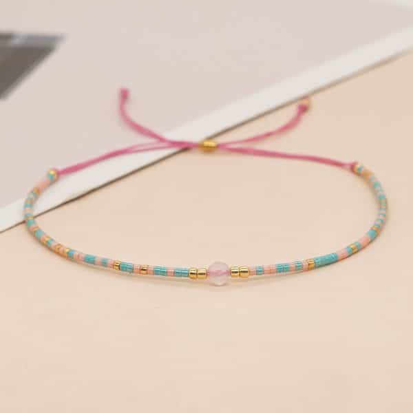 Semi-precious Stone Lucky Stone Bead Women's Colorful Beaded Bracelet