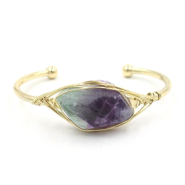 Natural Raw Gemstone Winding Crystal Simple Opening Classic Bracelet