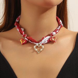Summer Scarf Necklace Multi-pendant Pearl All-match Light Luxury Silk Scarf Necklace