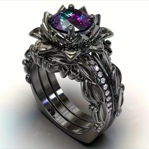 Women's Ring Rose Inlaid Zircon Ornament
