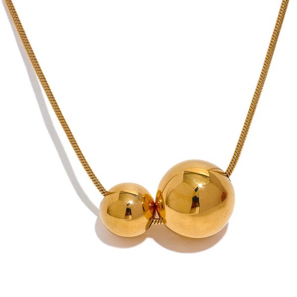 Minimalist Metal Beads Retro Titanium Steel Necklace For Women